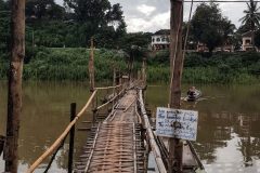 Flooded bamboo bridge in Luang Prabang