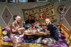 Breakfast time in Dushanbe with Stefan and Kai